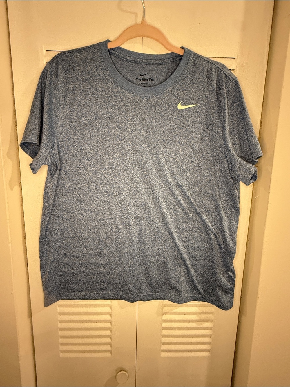 Nike Heather Blue Short-Sleeve Dri-FIT Tee with Lime Swoosh